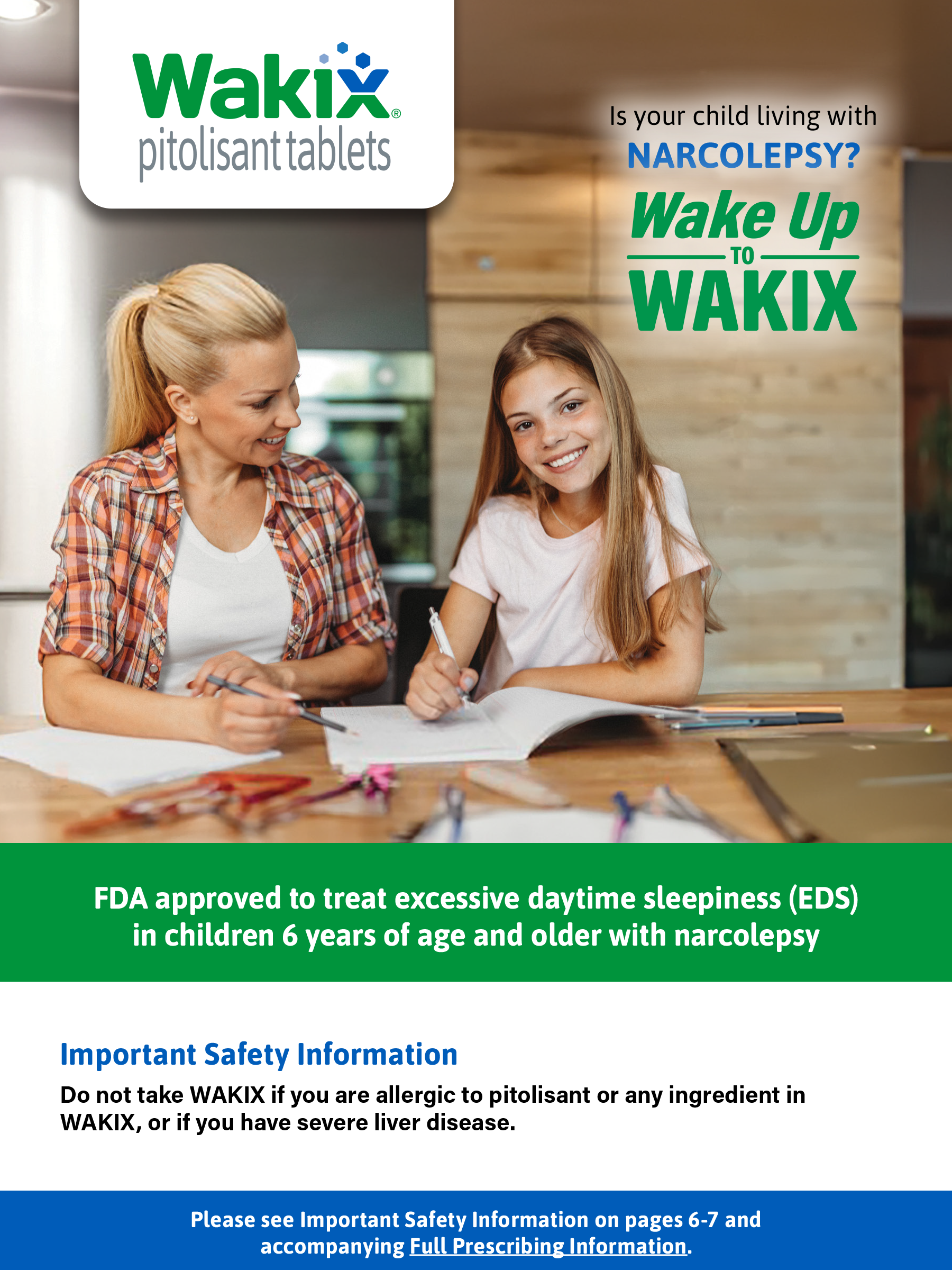 WAKIX pamphlet for caregivers of children living with narcolepsy thumbnail