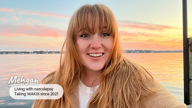 Video thumbnail of Mehgan, a real person with narcolepsy taking WAKIX